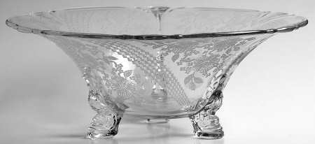 Normandie Clear 11" 3 Toed Dolphin Floral Bowl