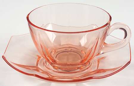 Octagon Pink Cup & Saucer Set