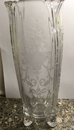Old Colony Clear (Stem 3390) 9" Dolphin Footed Flower Vase