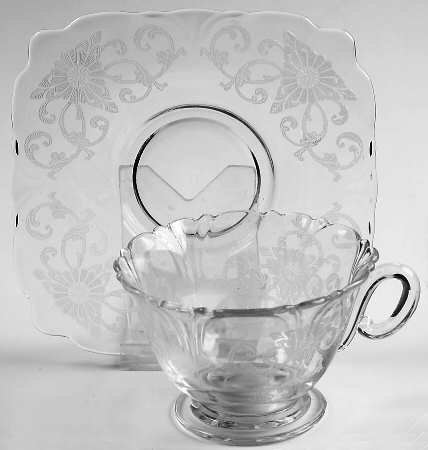 Old Colony Clear (Stem 3390) Cup & Saucer Set