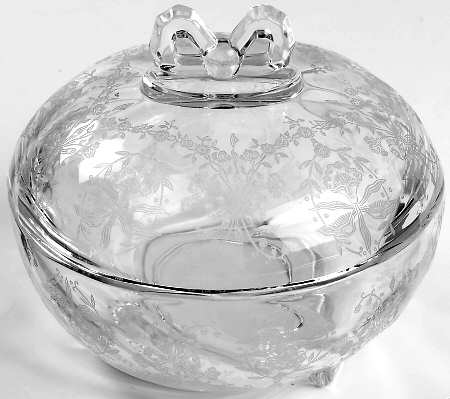 Orchid Candy Dish & Lid w/Bow Knot Finial