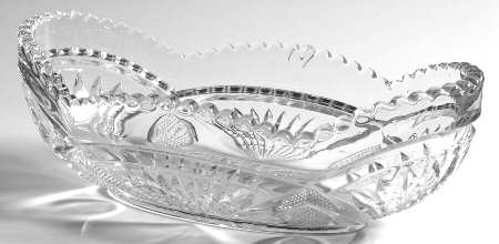 Pineapple and Fan Clear 10" Oval Bowl