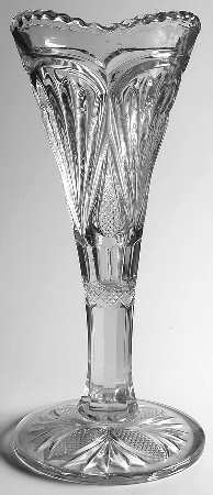 Pineapple and Fan Clear 11" Footed Bud Vase