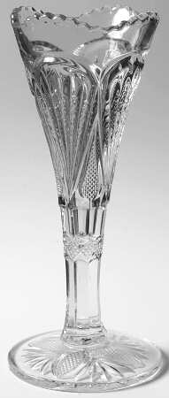 Pineapple and Fan Clear 10" Footed Bud Vase