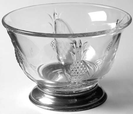 Plantation Pressed Divided Mayonnaise Bowl with Sterling Base
