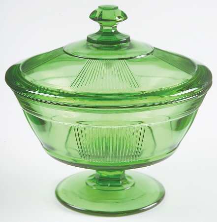 Pleat and Panel Moongleam Green Comport & Lid