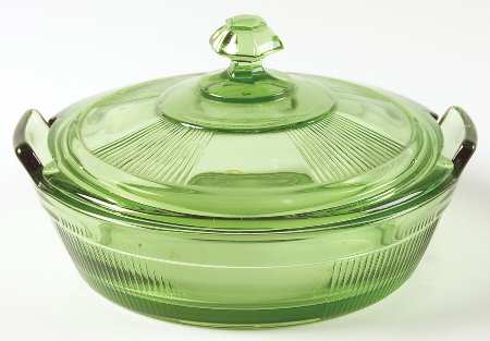 Pleat and Panel Moongleam Green Lemon Dish & Lid