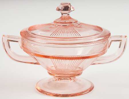 Pleat and Panel Flamingo Pink Sugar Bowl & Lid