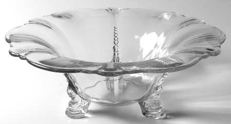 Queen Anne Clear (Line 1509) 11" 3 Toed Dolphin Floral Bowl