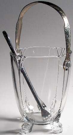 Queen Anne Clear (Line 1509) Dolphin Footed Ice Bucket w/Detachable Handle