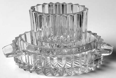 Ridgeleigh (Heavy Pressed Patt) (2 Piece) Oval Cigarette Holder & Ashtray