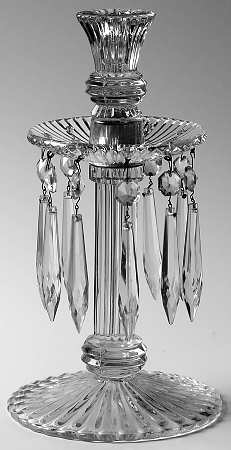 Ridgeleigh (Heavy Pressed Patt) 10" Candelabra  W/Bobeche & 10 Prisms (#1469)