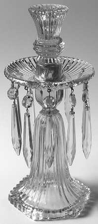 Ridgeleigh (Heavy Pressed Patt) 7" Candelabra  W/Bobeche & 10 Prisms (#1469)