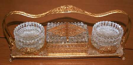 Ridgeleigh (Heavy Pressed Patt) Cigarette Set (Sq Box, 6 Ashtrays & Metal Holder