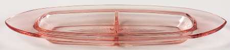 Yeoman Pink Flamingo (Stem 1184, Optic) Divided Pickle and Olive Dish