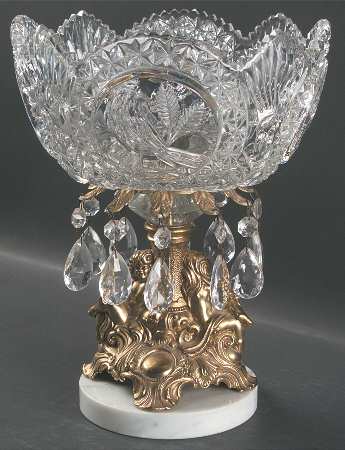 The Byrdes Collection Round Bowl with Metal Base and Prisms