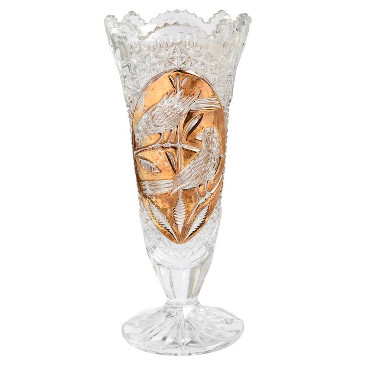 Byrdes Collection Gold Accent 10" Footed Vase