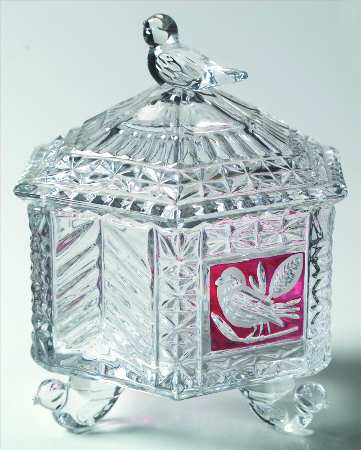 Byrdes Collection, The Ruby Hex Footed Candy Dish with Lid