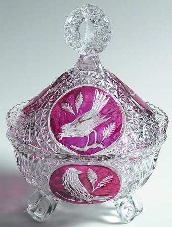 Byrdes Collection, The Ruby 3-Footed Candy Dish with Lid