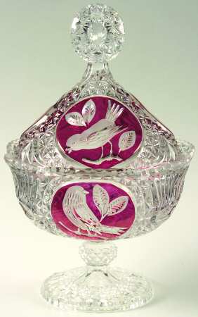 Byrdes Collection, The Ruby 11" Footed Candy Dish with Lid