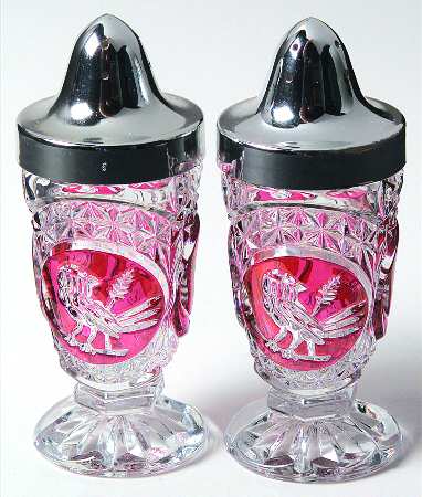 Byrdes Collection, The Ruby Footed Shaker Set & Metal Lids