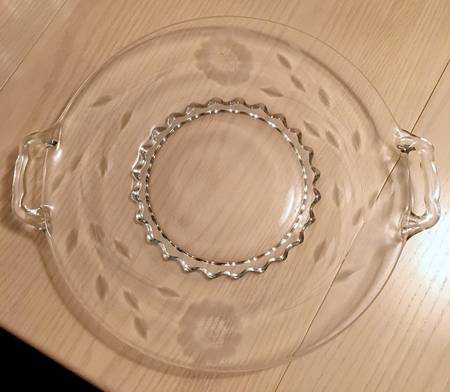 Cornflower (Smooth Stem, Non Optic) Handled Cake Plate