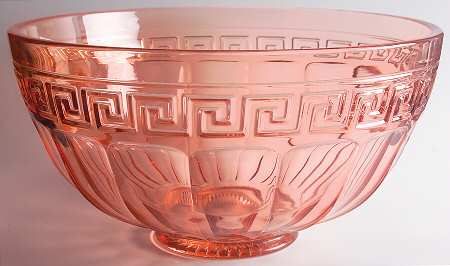 Greek Key Pink (Flamingo) Punch Bowl