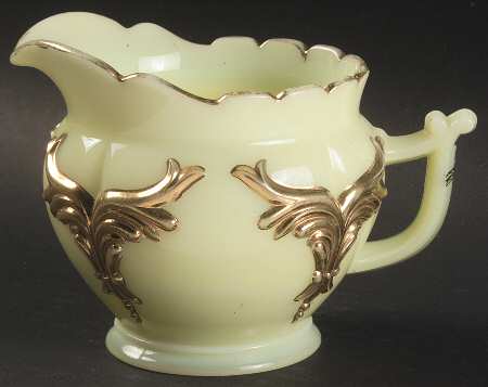 Winged Scroll Custard (Gold Accents) Creamer