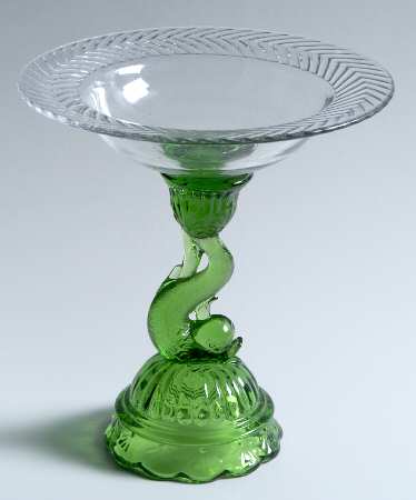 Heisey Animals and Figurines Petticoat Dolphin Compote (Moongleam)