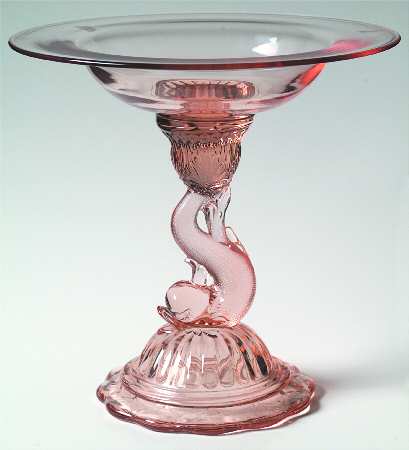 Heisey Animals and Figurines Petticoat Dolphin Compote (Moongleam)