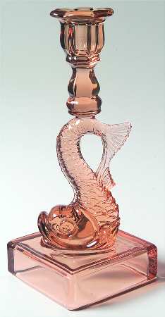 Heisey Animals and Figurines 10" Flamingo Dolphin Candlestick