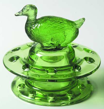 Heisey Animals and Figurines Duck Flower Frog (Moongleam)