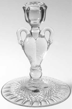 Heisey Animals and Figurines 6" Crystal Swan Candlestick W/Cut Base