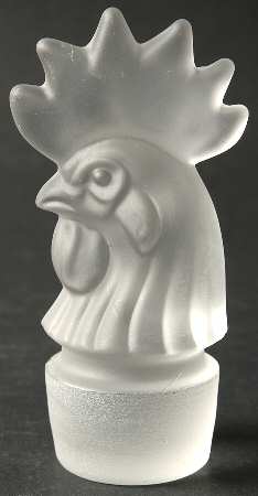 Heisey Animals and Figurines Frosted Rooster Head Stopper