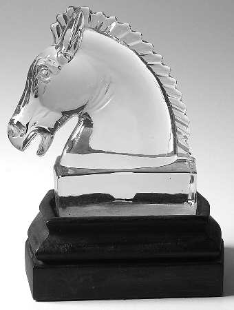 Heisey Animals and Figurines Clear Horse Head Bookend on Stand