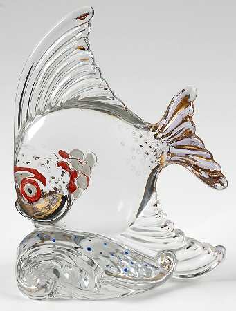 Heisey Animals and Figurines Clear Decorated Fish Bookend
