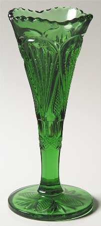 Pineapple and Fan Green 8" Footed Bud Vase