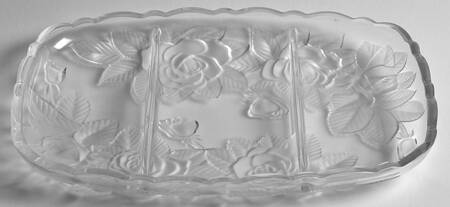 Rose Pearls 11" Oval 3 Part Relish