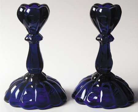 Old Sandwich Cobalt Blue (Set of 2) 6" Single Light Candlesticks