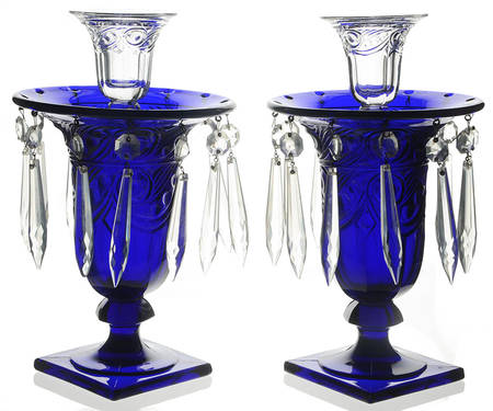 Ipswich Cobalt Blue (Set of 2) 2 Piece Candle/Centerpiece with Prisms