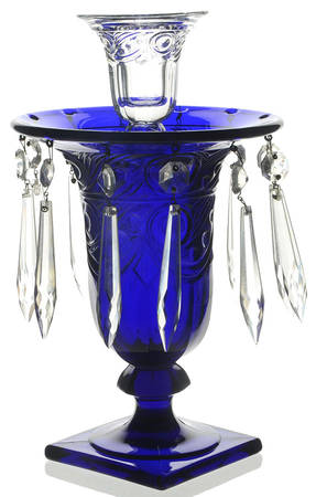 Ipswich Cobalt Blue Candle/Centerpiece Vase with Prisms Only
