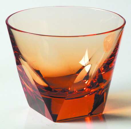 Q Cut Line Amber Whiskey Glass