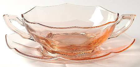 Ribbed Octagon Pink Cream Soup & Saucer Set