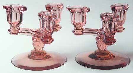 Tricorn Pink (Set of 2) 3 Light Candlestick
