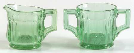 Narrow Flute Green Moongleam (Stem 393) Individual Creamer and Open Sugar Set
