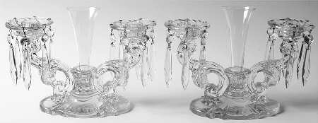 Baroque (Line 1513) Candelabra-2 Lt Wbobeches &Prisms & Vase (Set of 2