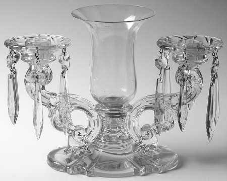 Baroque (Line 1513) 2 Light Candelabra W2 Bobeche,12 Prism & Vase