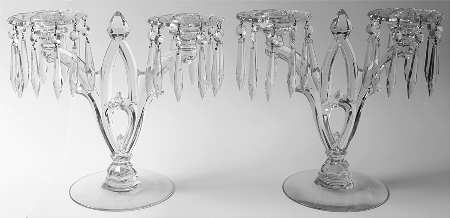 Gothic Clear Candelabra 2 Light with Bobeche and Prisms Set of 2