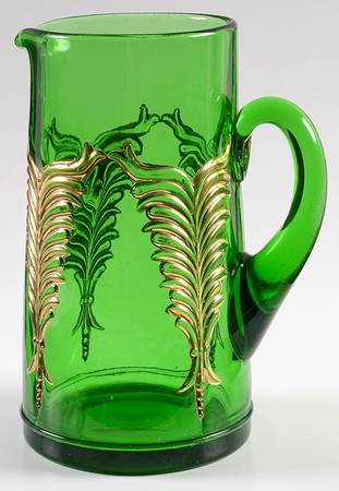 Winged Scroll Emerald Green (Gold Accents) by Heisey