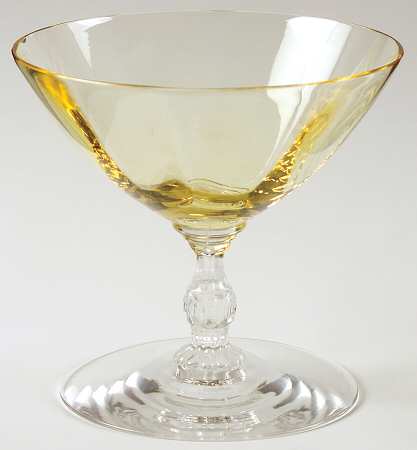 Duquesne-Sahara (Yellow Bowl, Clear Stem) Low Sherbet